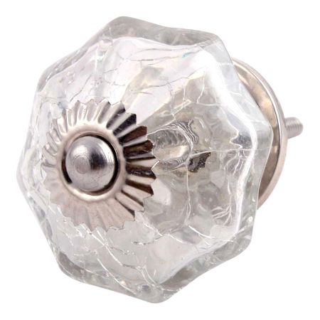 Clear Crackle Melon Glass Drawer Knob